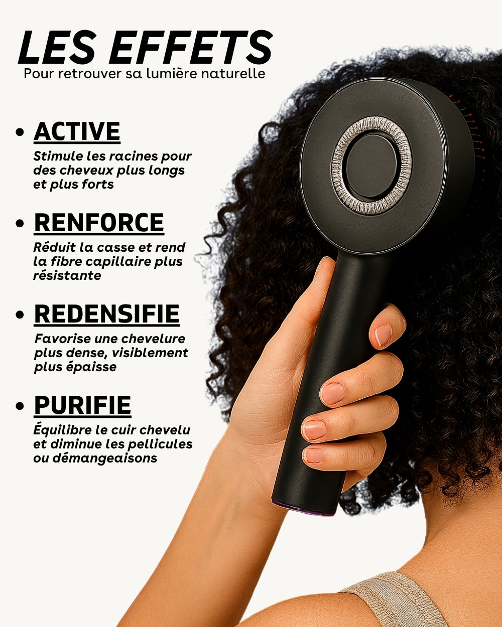 HairLed - Brosse LED pour cheveux denses