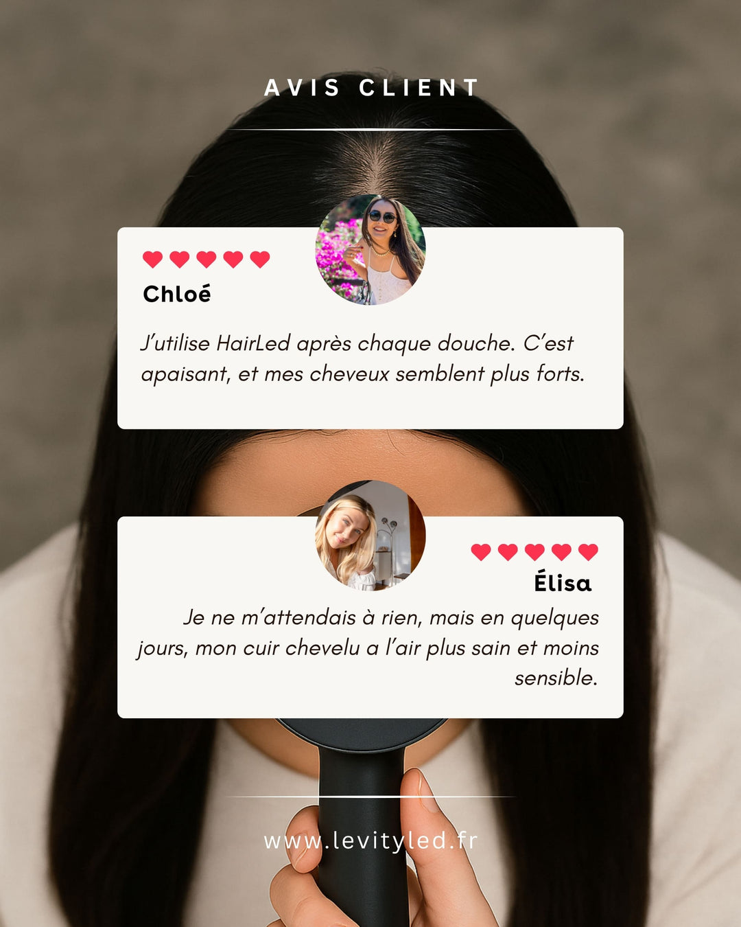 HairLed - Brosse LED pour cheveux denses