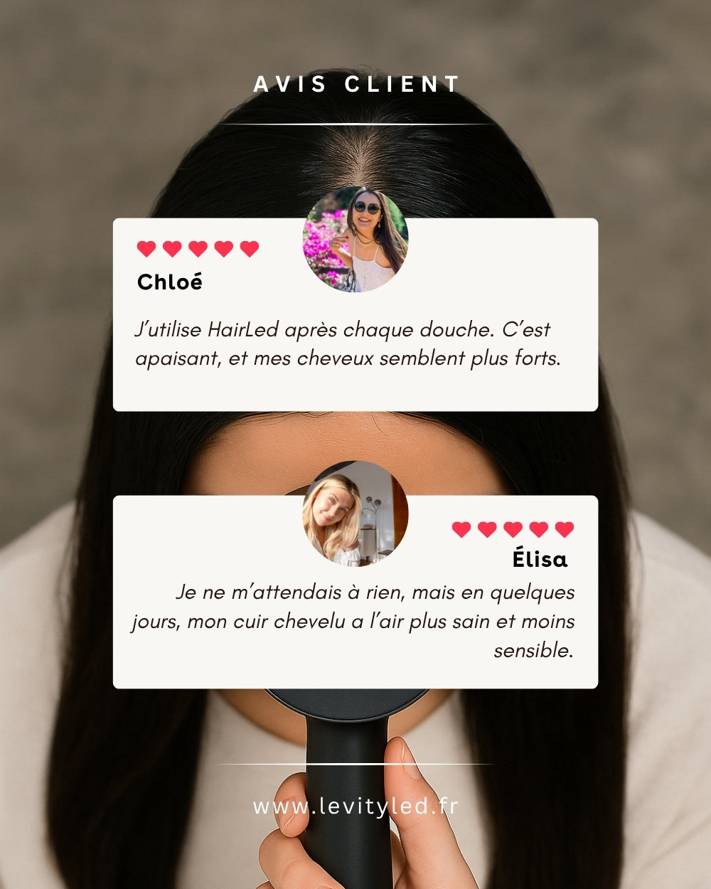 HairLed - Brosse LED pour cheveux denses
